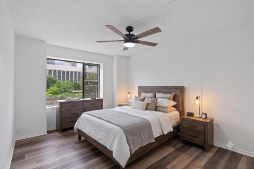 Bedroom with great views and lots of natural sunlight (virtually staged)