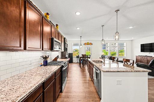 Granite Countertops and beautiful tile backsplash