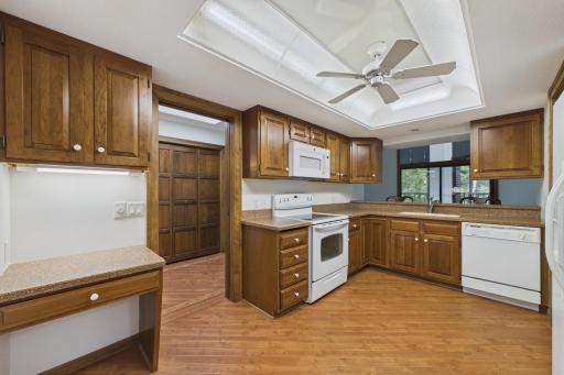 Imagine preparing meals in this kitchen while enjoying the beautiful view.