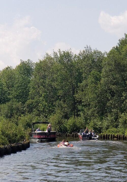 Boating on Channel to Pike Bay