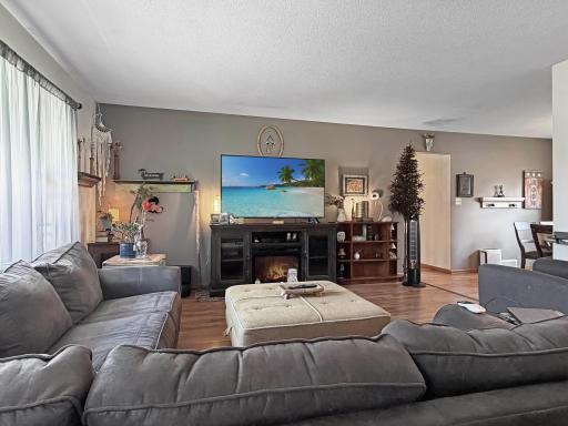 Open concept living room attached to dining room