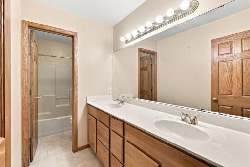 Huge upper level, full bathroom complete with a double sink!