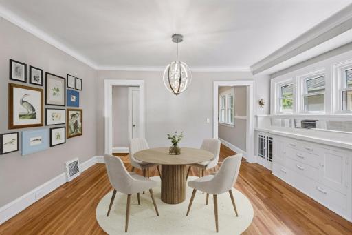 Large dining room with built-in buffet. (virtually staged).