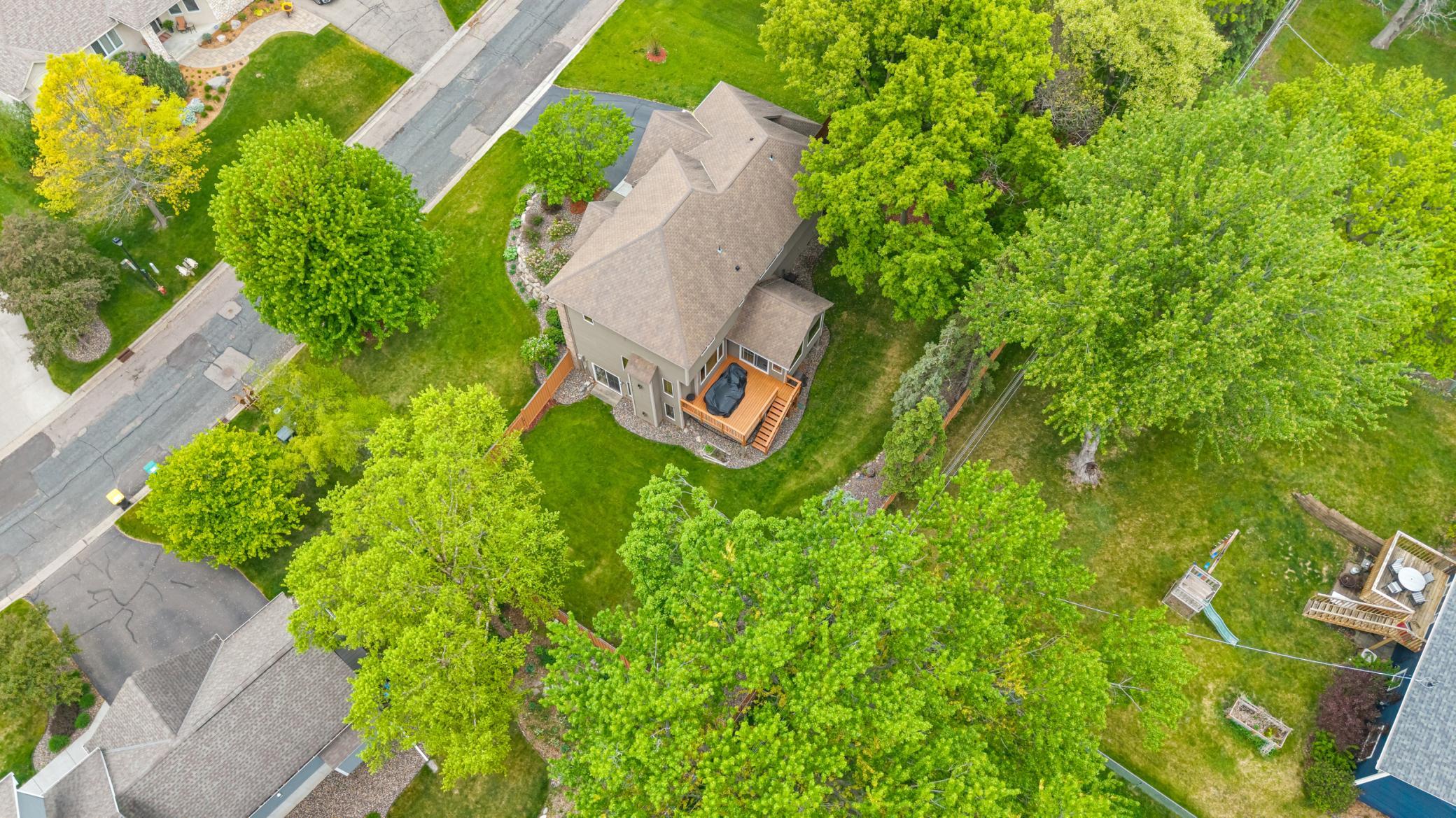The aerial view of the home.