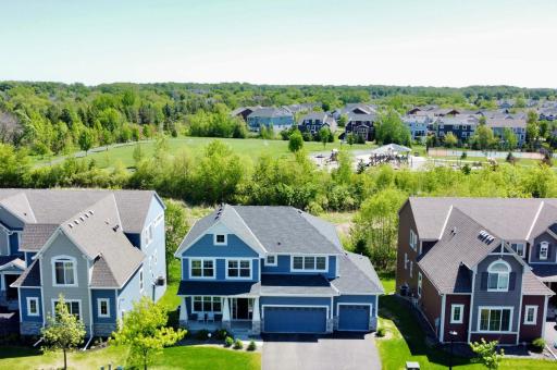 Enjoy an aerial perspective of this sought-after Mattamy-built community, featuring expansive green space, nearby parks, and a thoughtfully planned neighborhood setting.