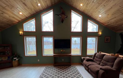 Lake views from the Living room wall of windows