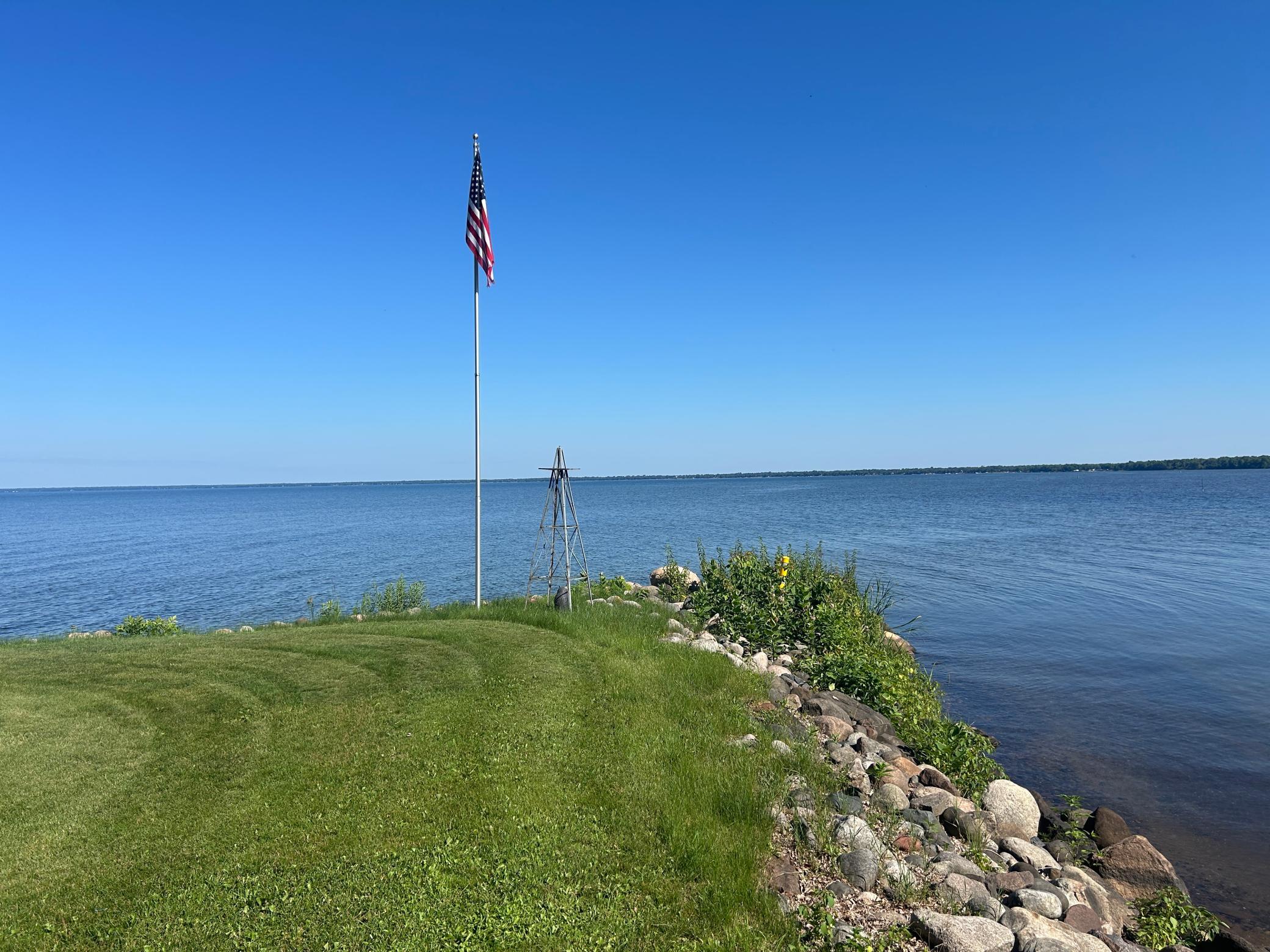 Looking out across the point to the lake beyond.
