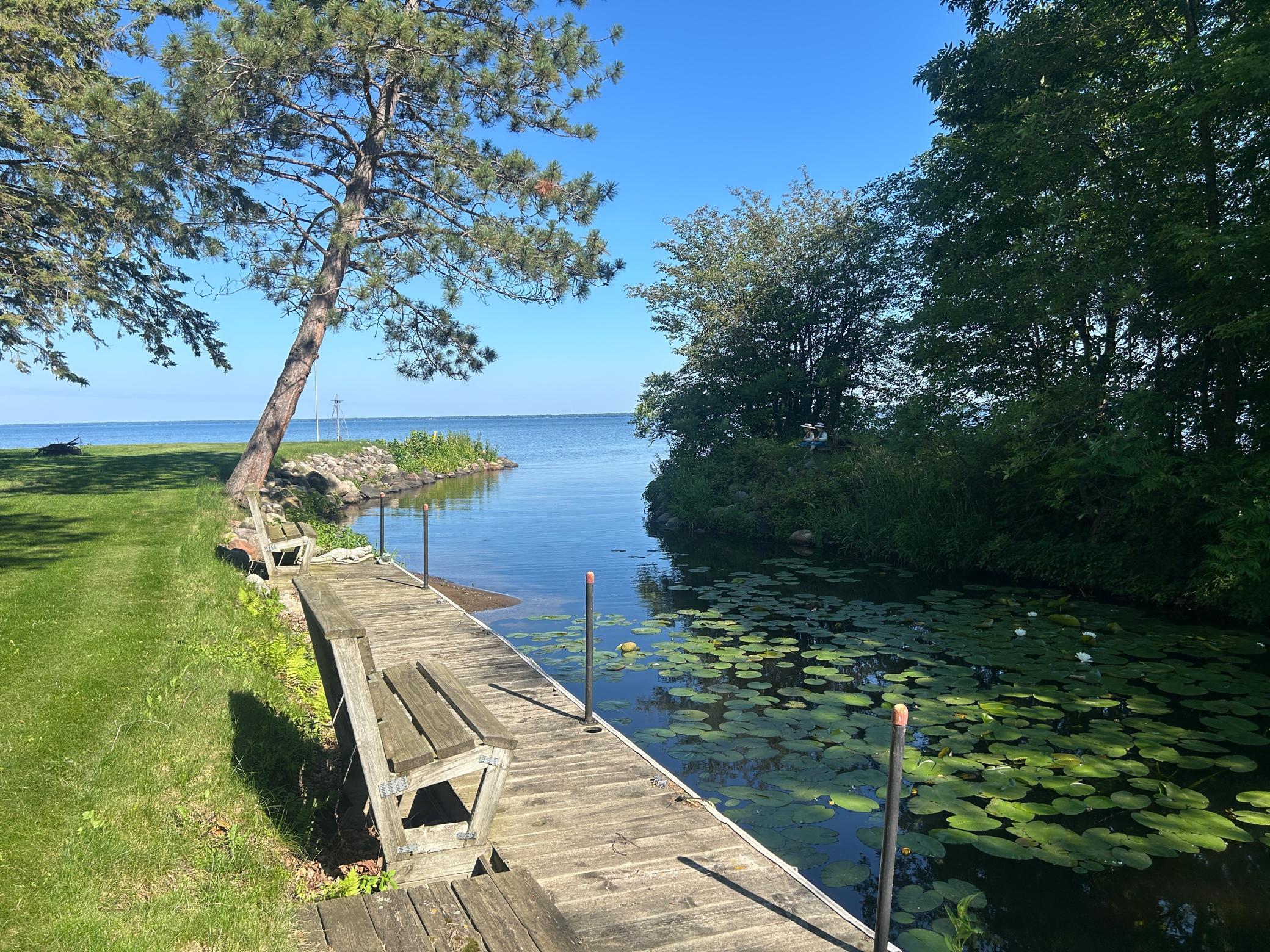 Views of the year-round dock off the side of the private harbor.