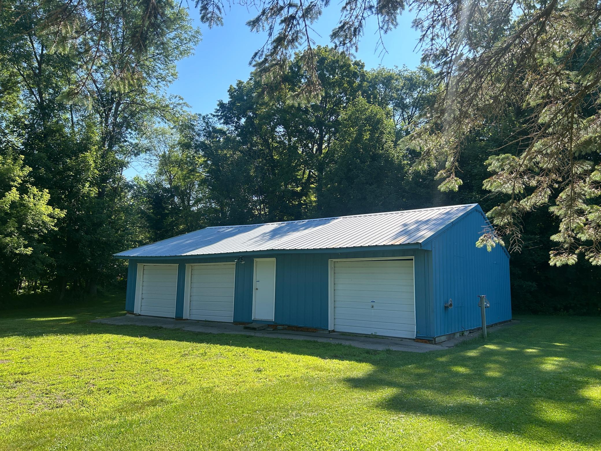 A shot of the second detached three-car garage.