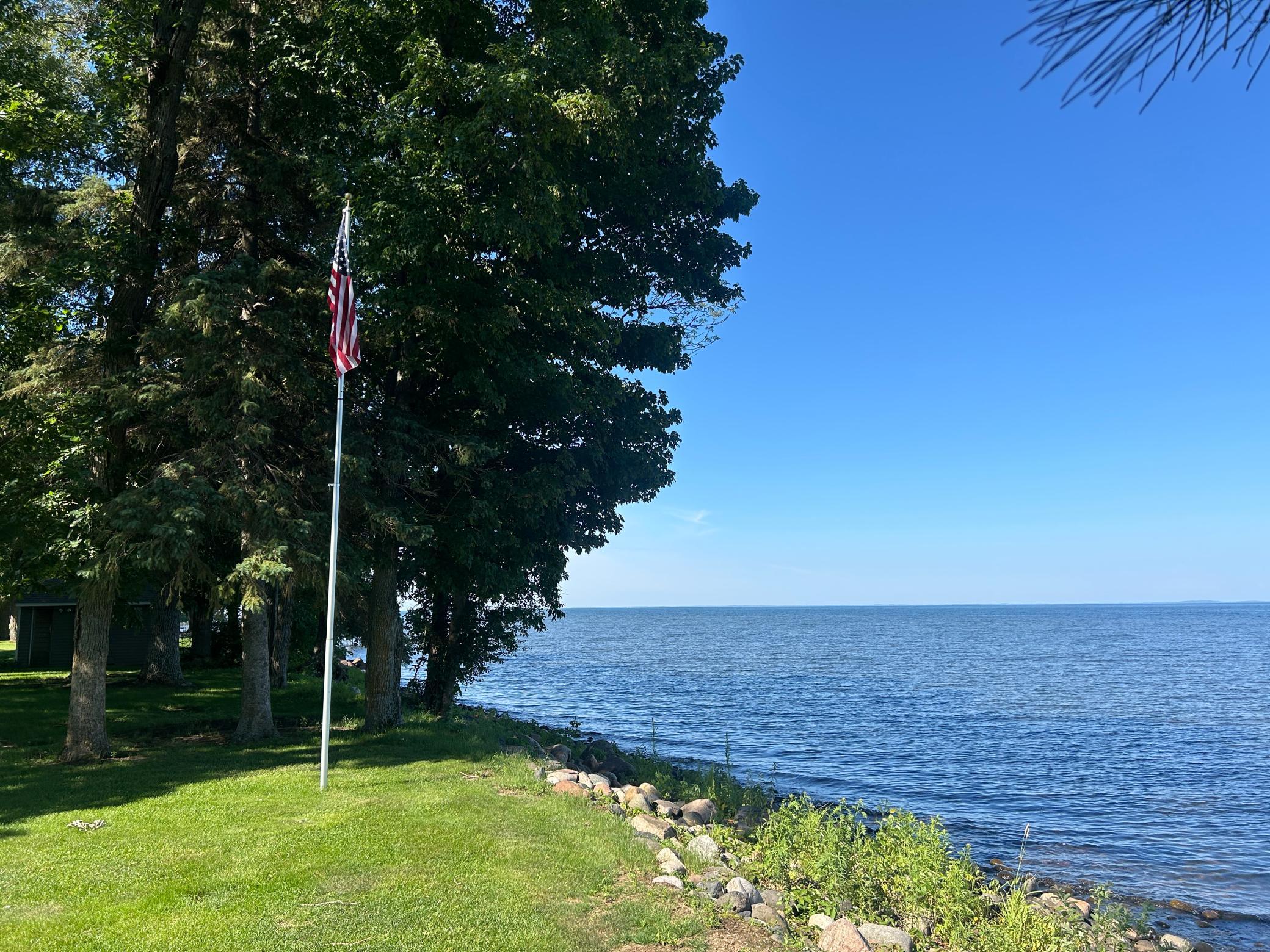 Looking south down the shoreline from the backyard.