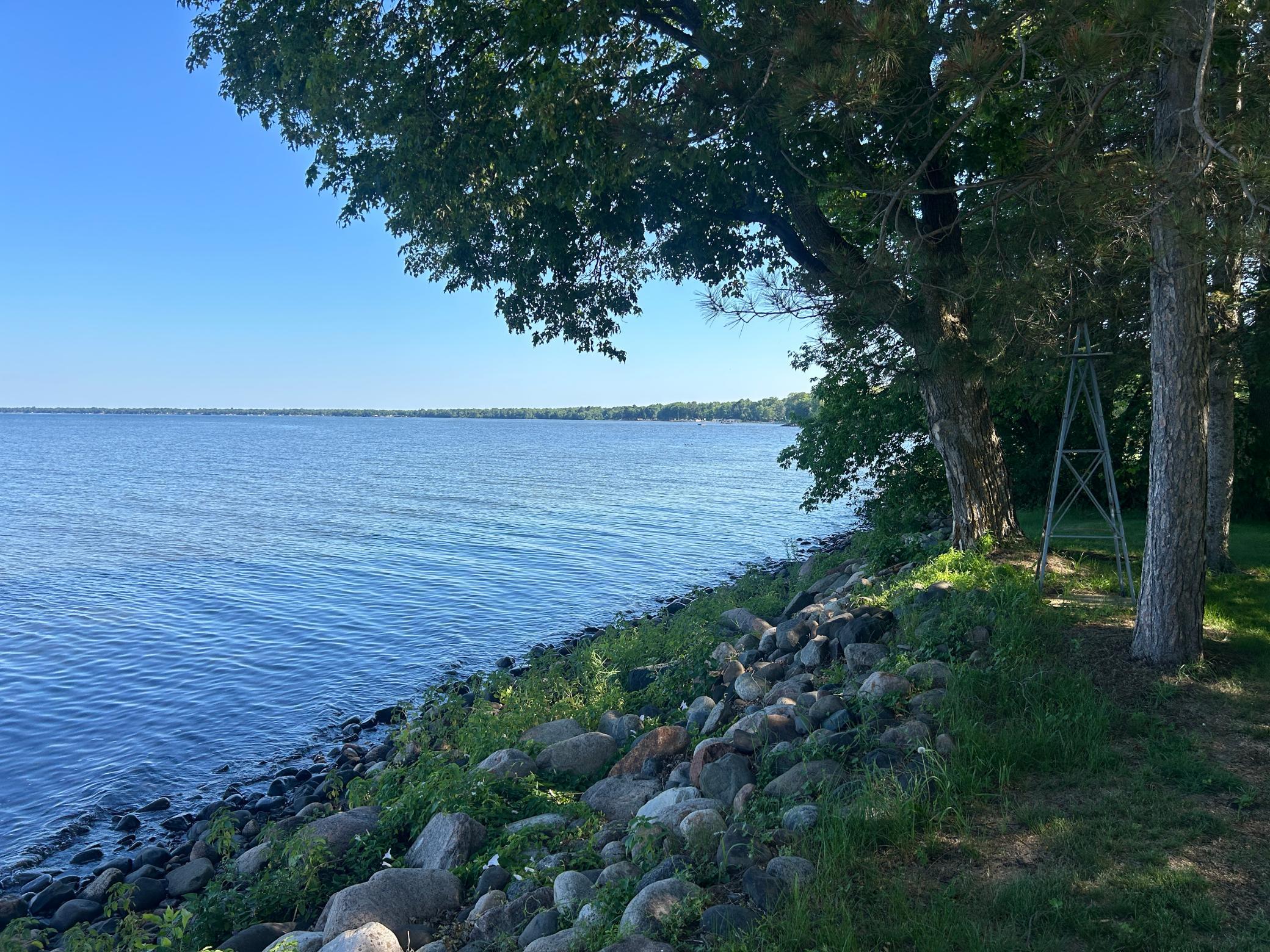 Looking north up the shoreline from the backyard.