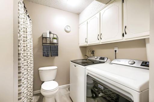 Lower level laundry in the 3/4 bath