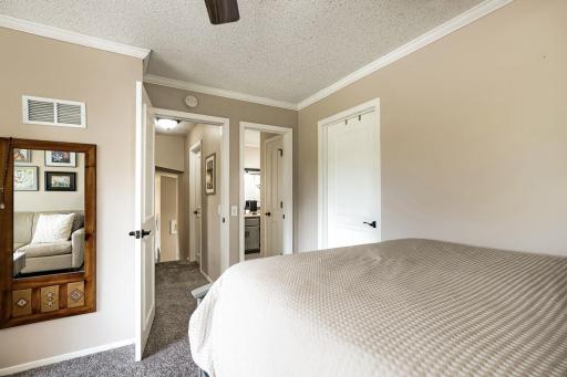 Owners bedroom with private entrance to the full bath.