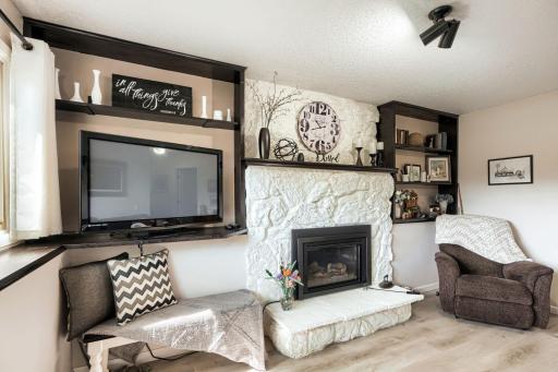 Lower level family room gas fireplace