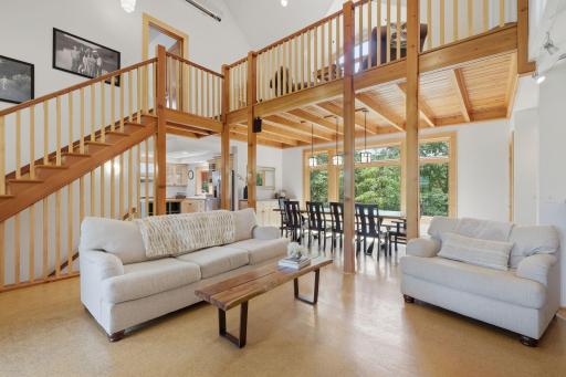 Vaulted ceilings and big windows in the greatroom