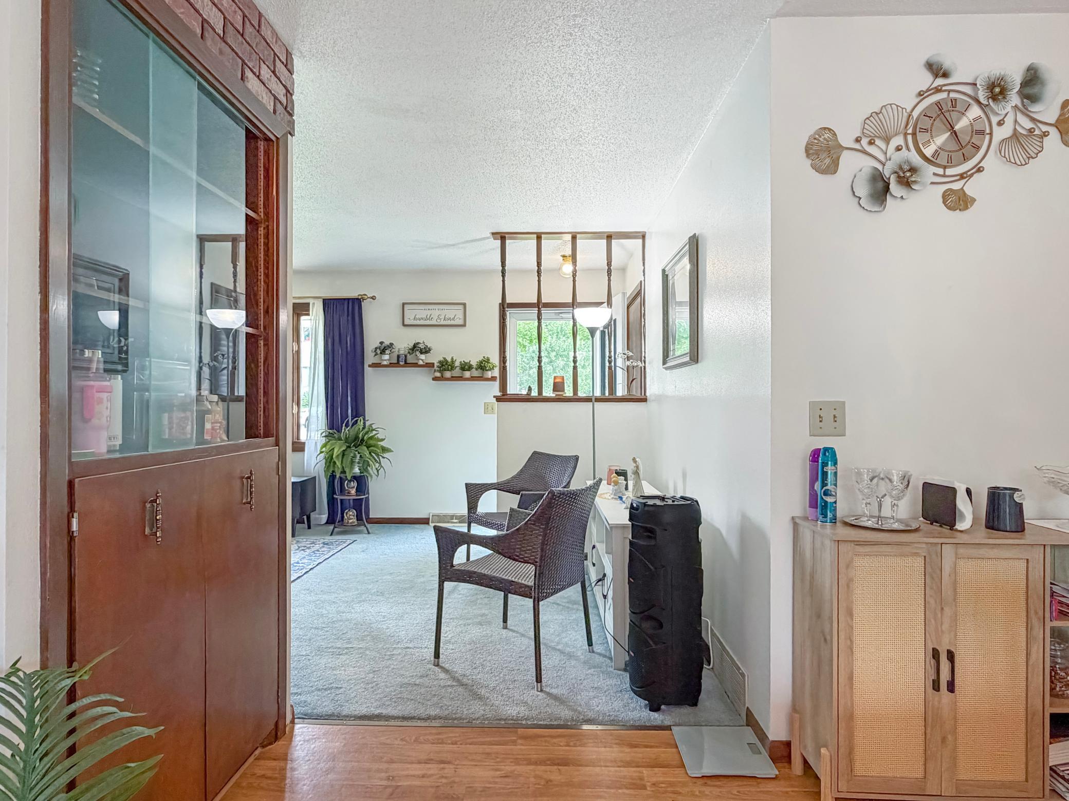 Great flow from living room into dining area