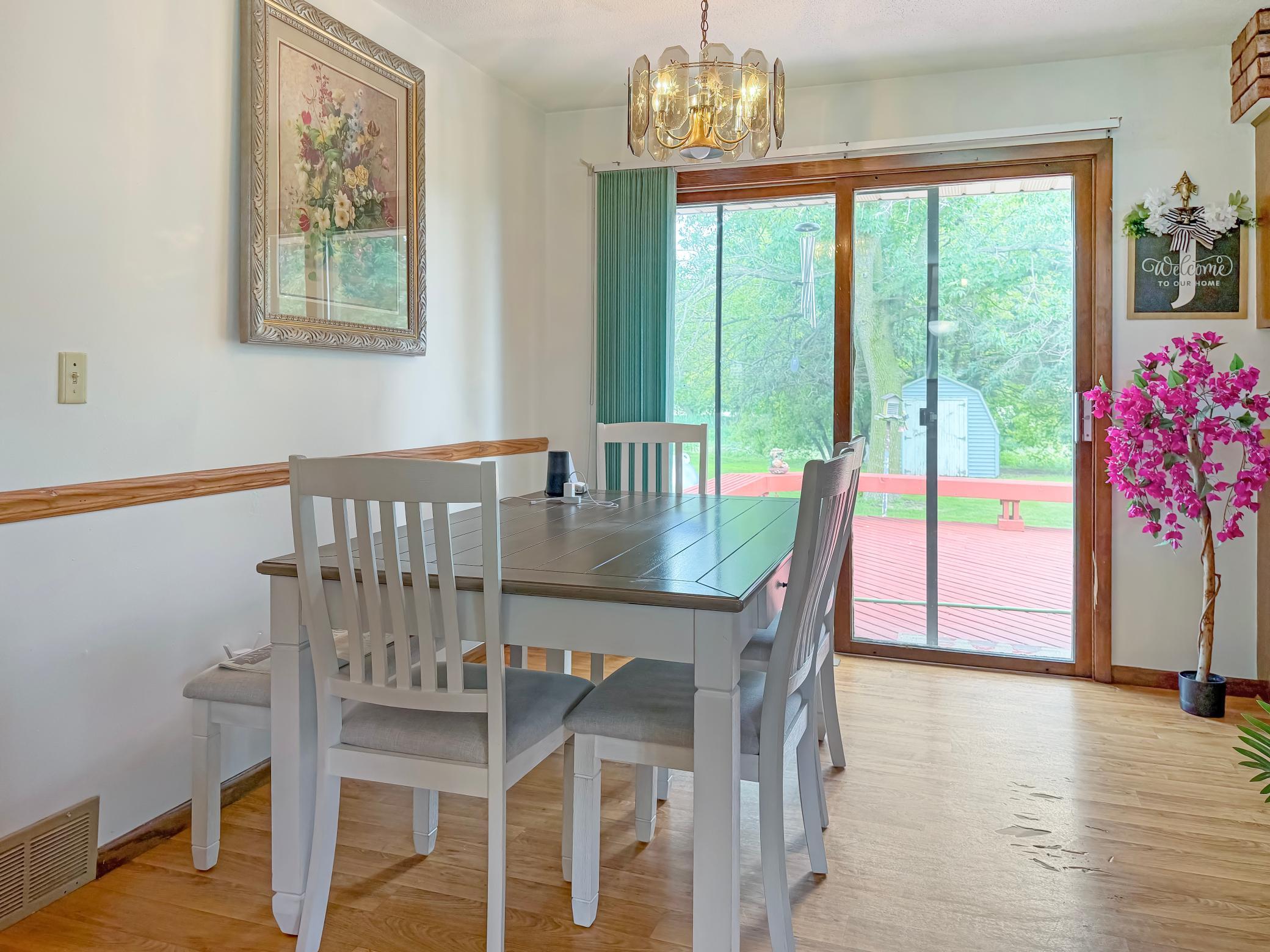 Dining area with access to back deck