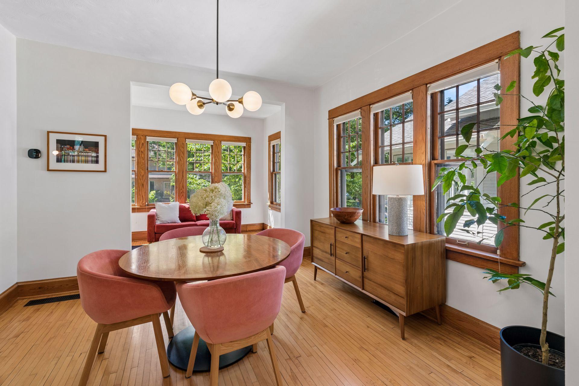 The dining room also feeds into the front sun room