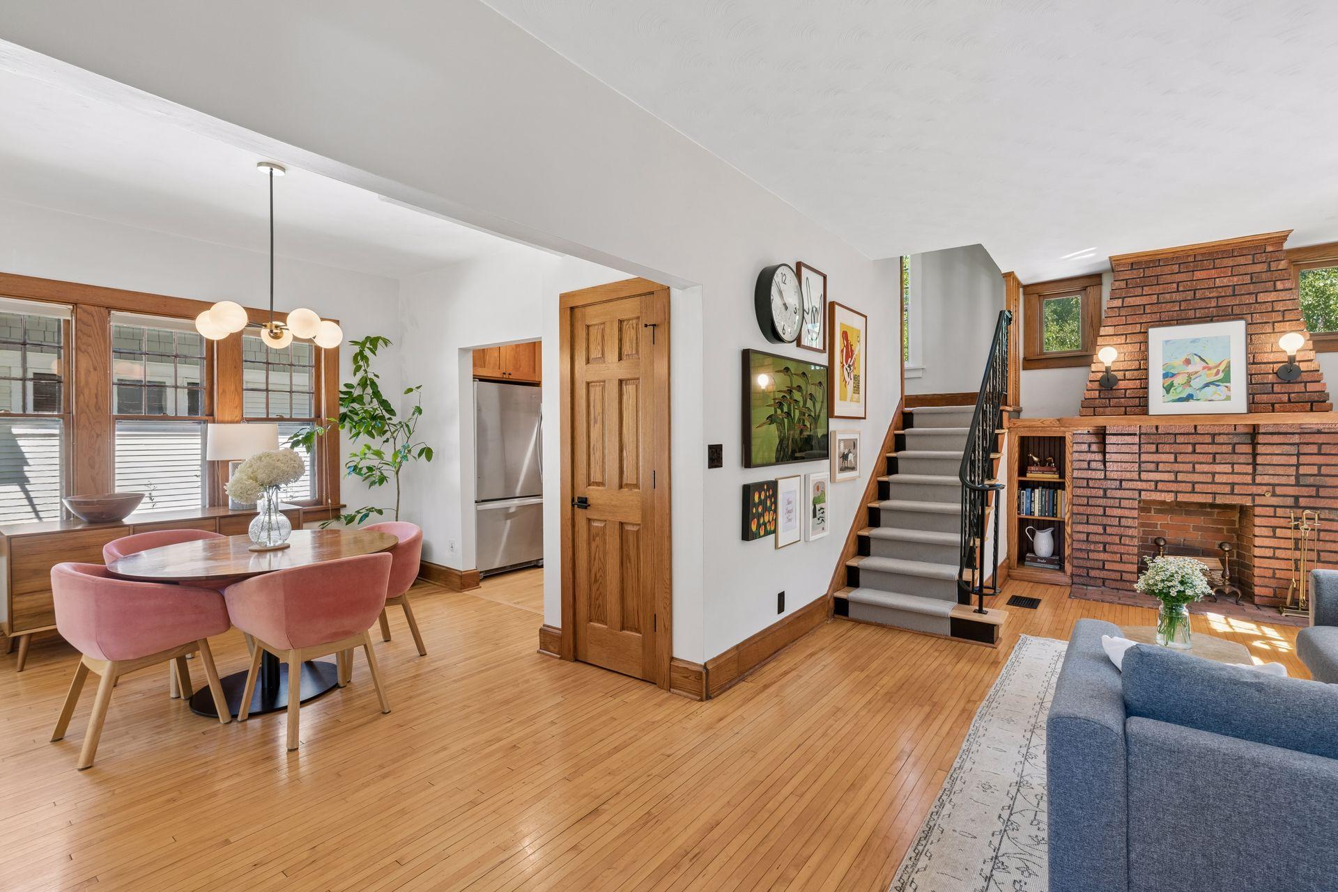 Light-filled, airy main floor with original maple HW floors