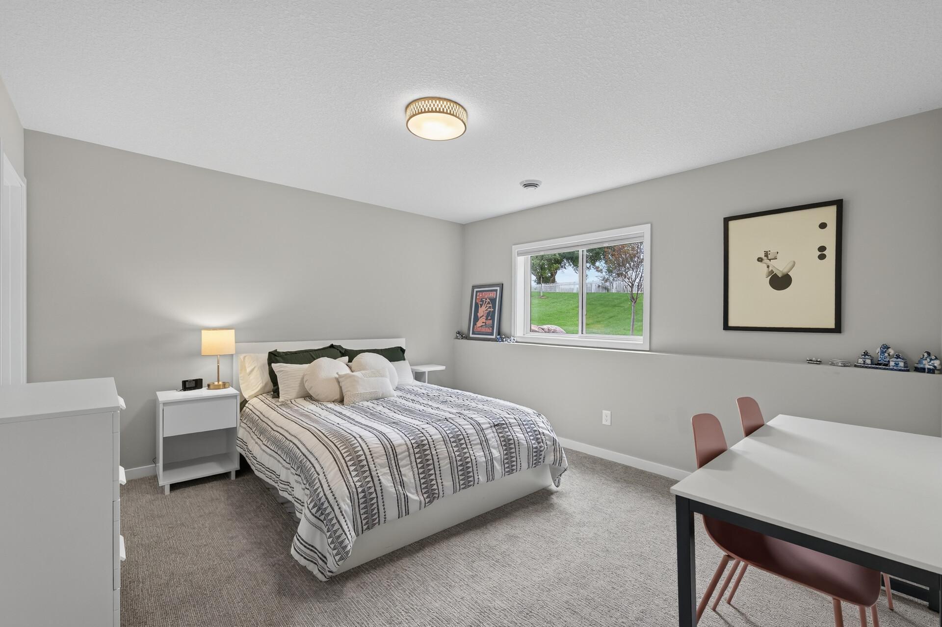 Lower-level 4th bedroom with walk-in closet