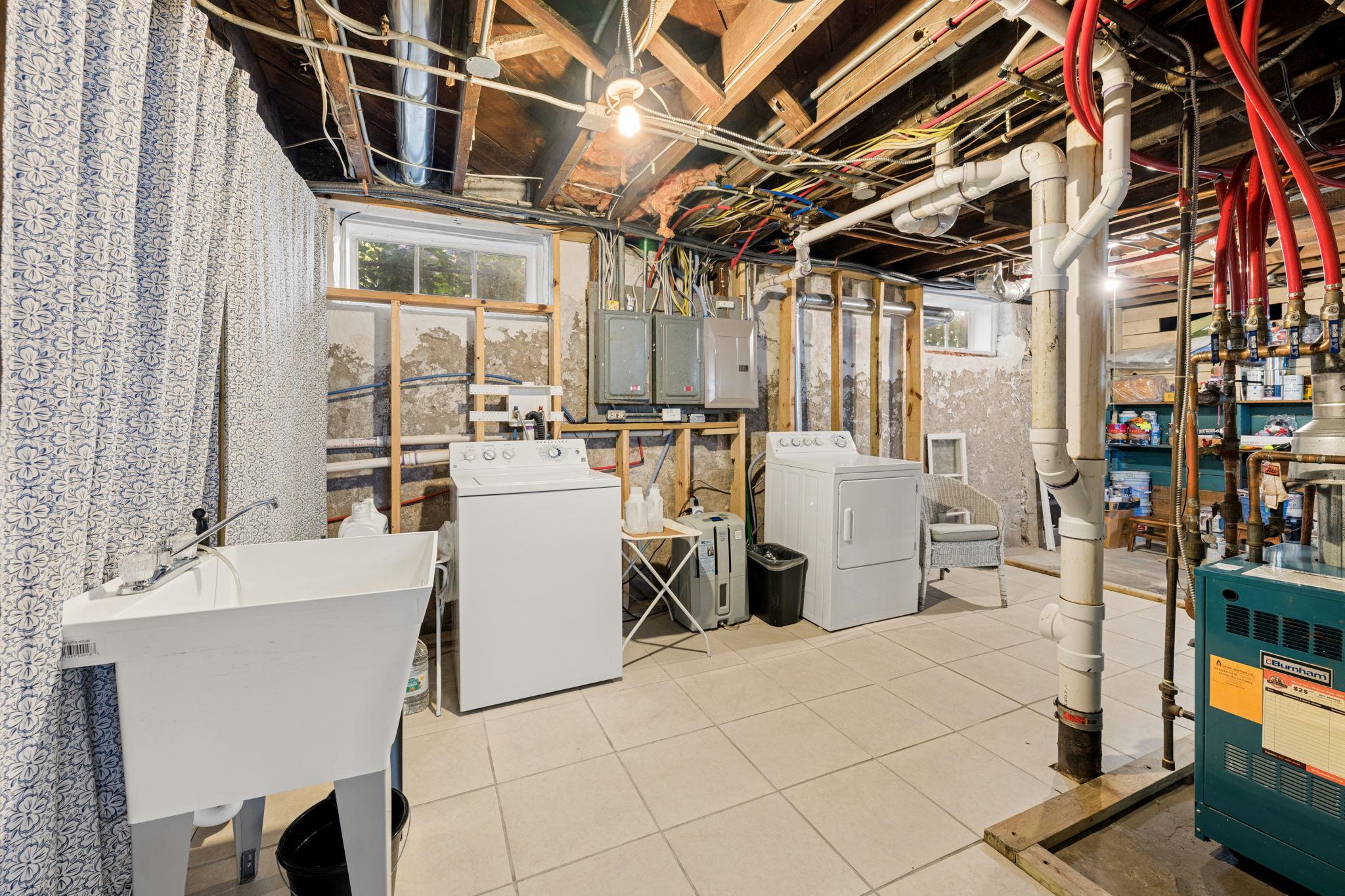 Basement laundry area