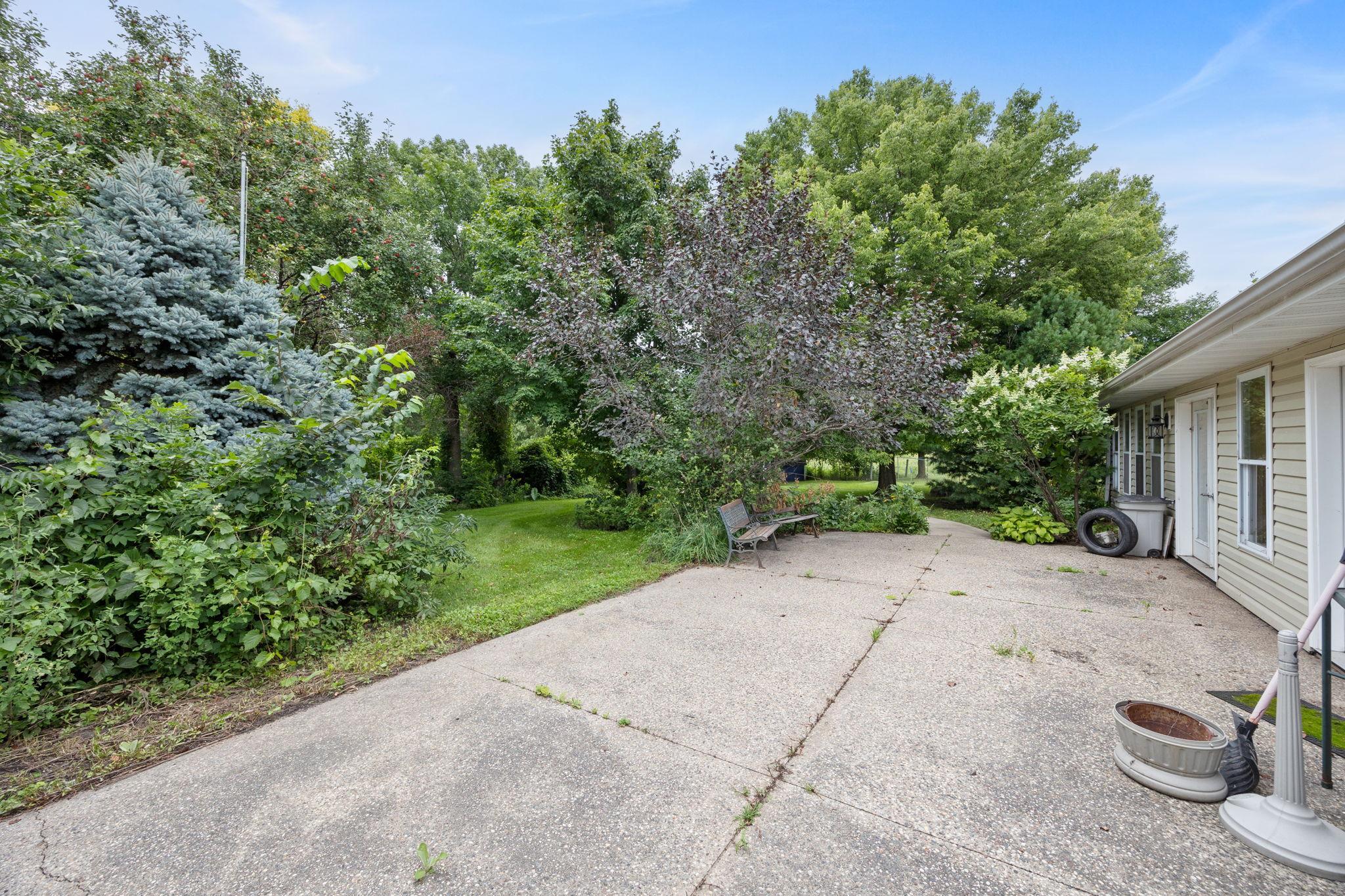 Patio with pond