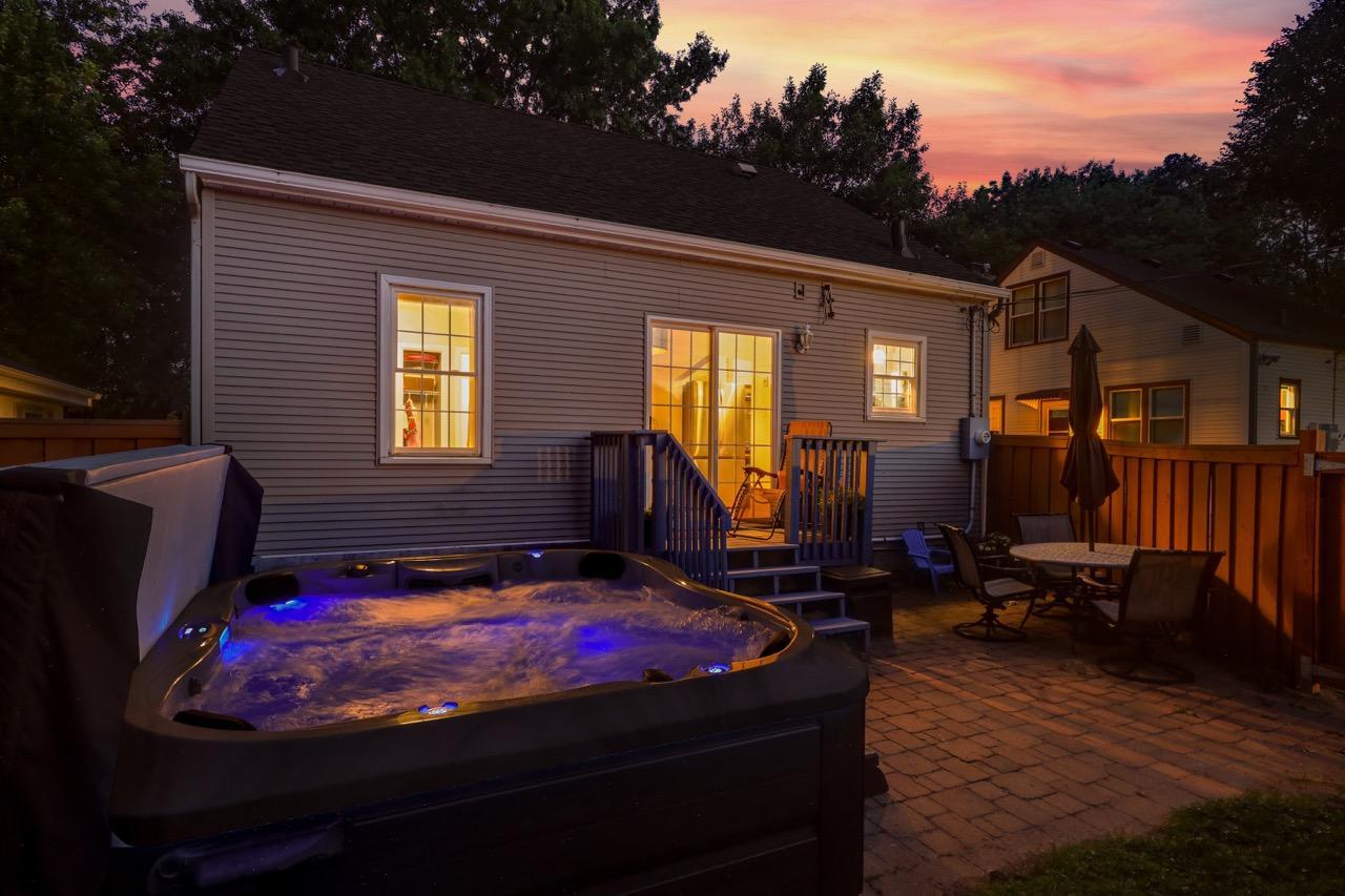 Twilight of the hot tub ready to soak away the day's stresses
