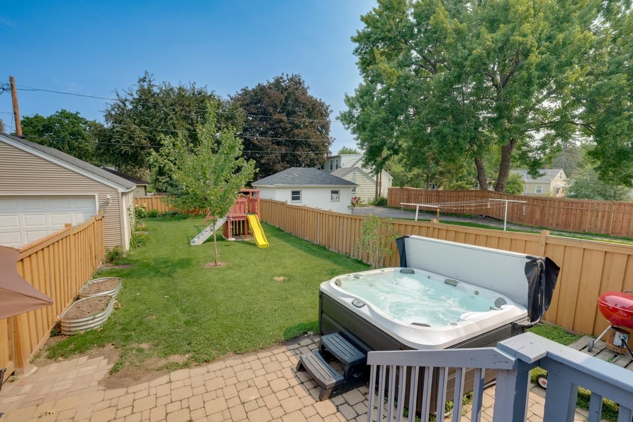 view of backyard from the deck