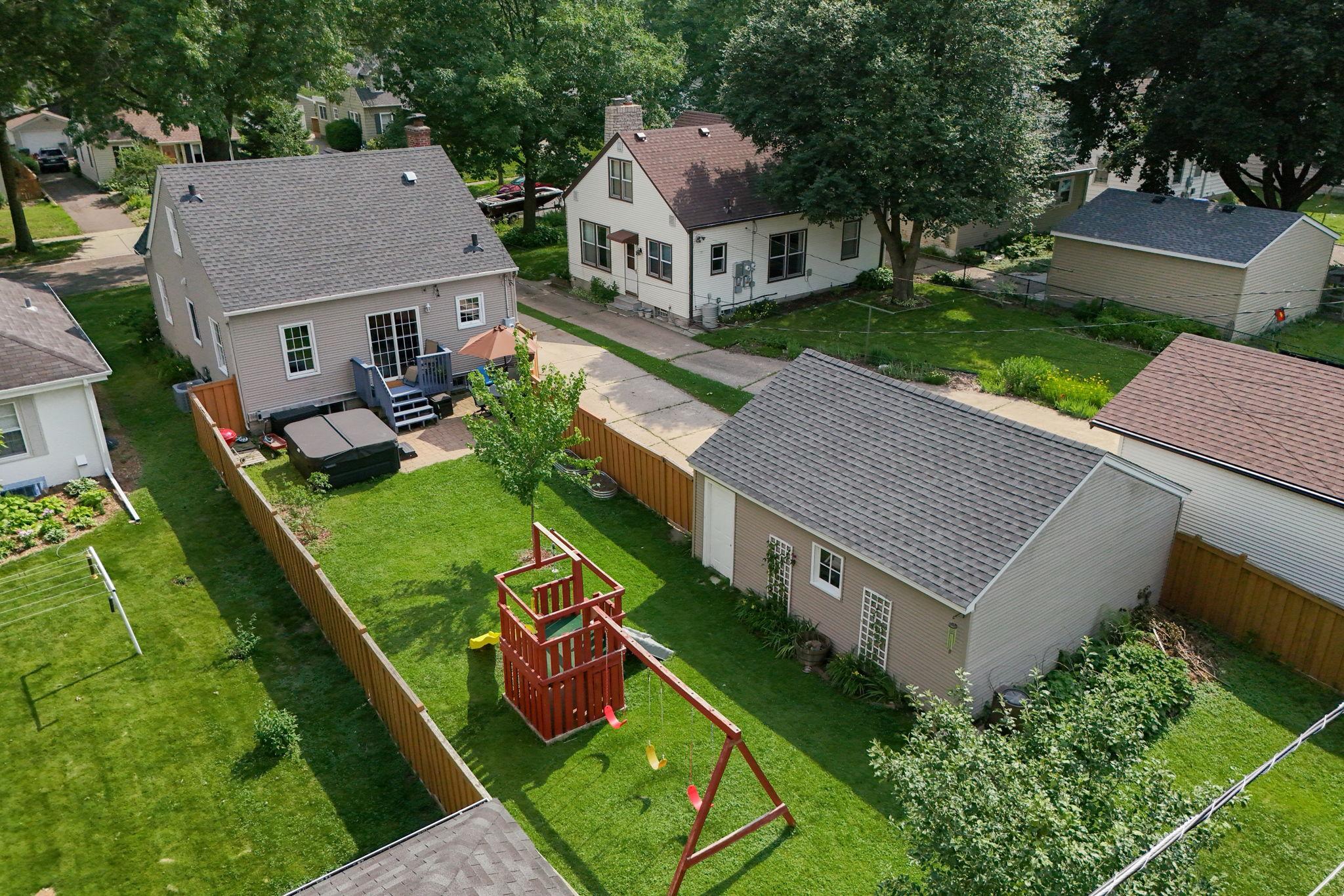 Elevated shot of the backyard
