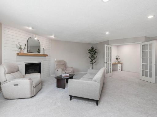 French doors open into the home office off the living room.