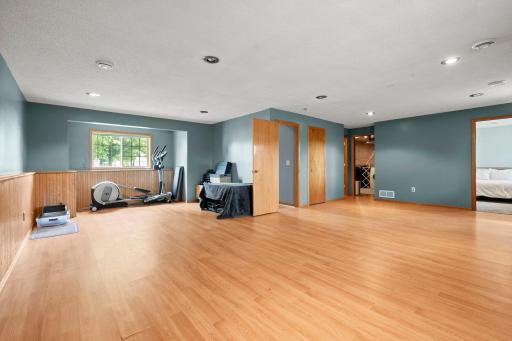 This spacious lower level provides abundant light.