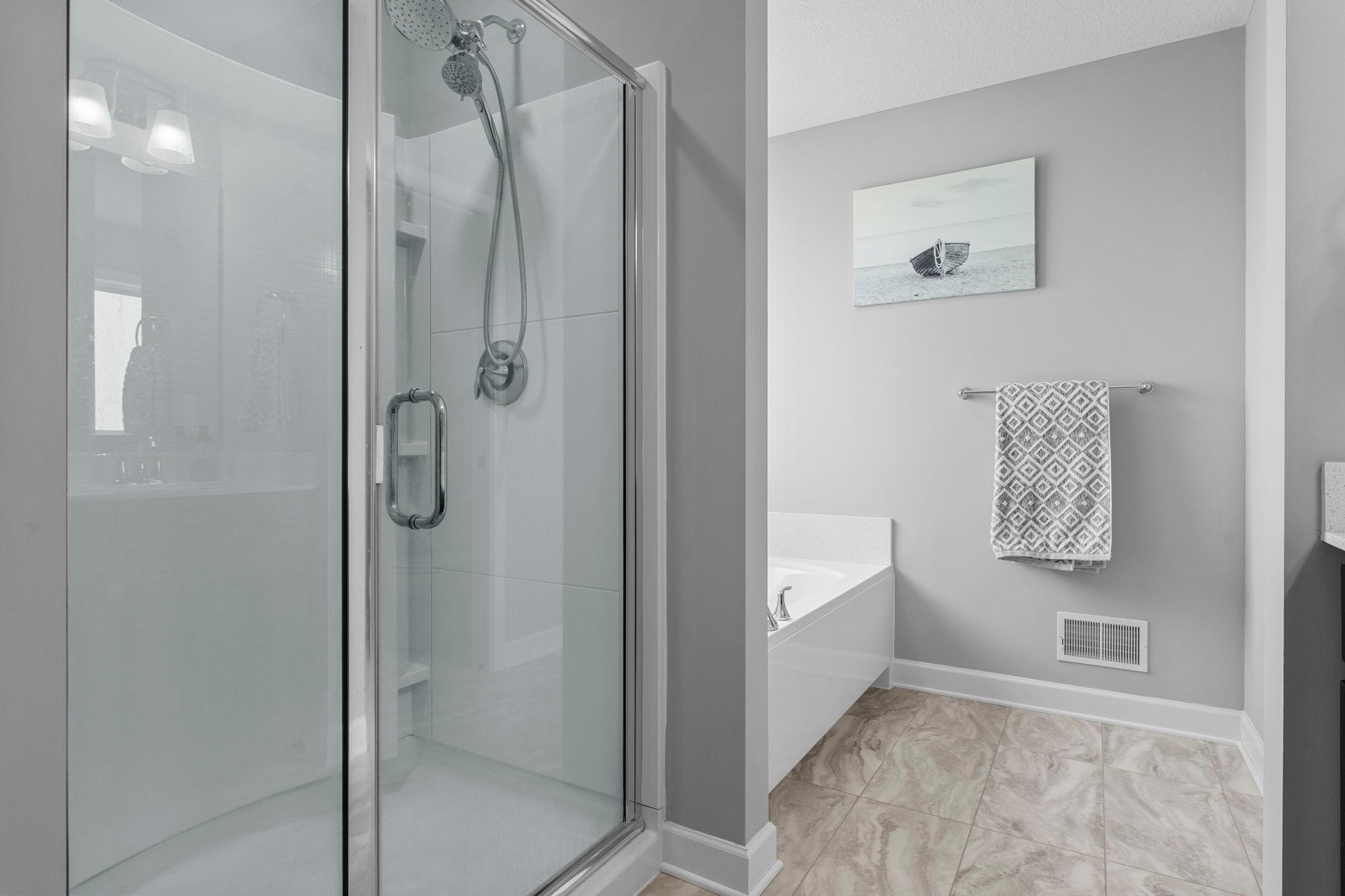 Separate shower and tub