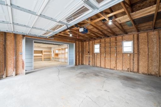 2-car garage looking into the heated workshop