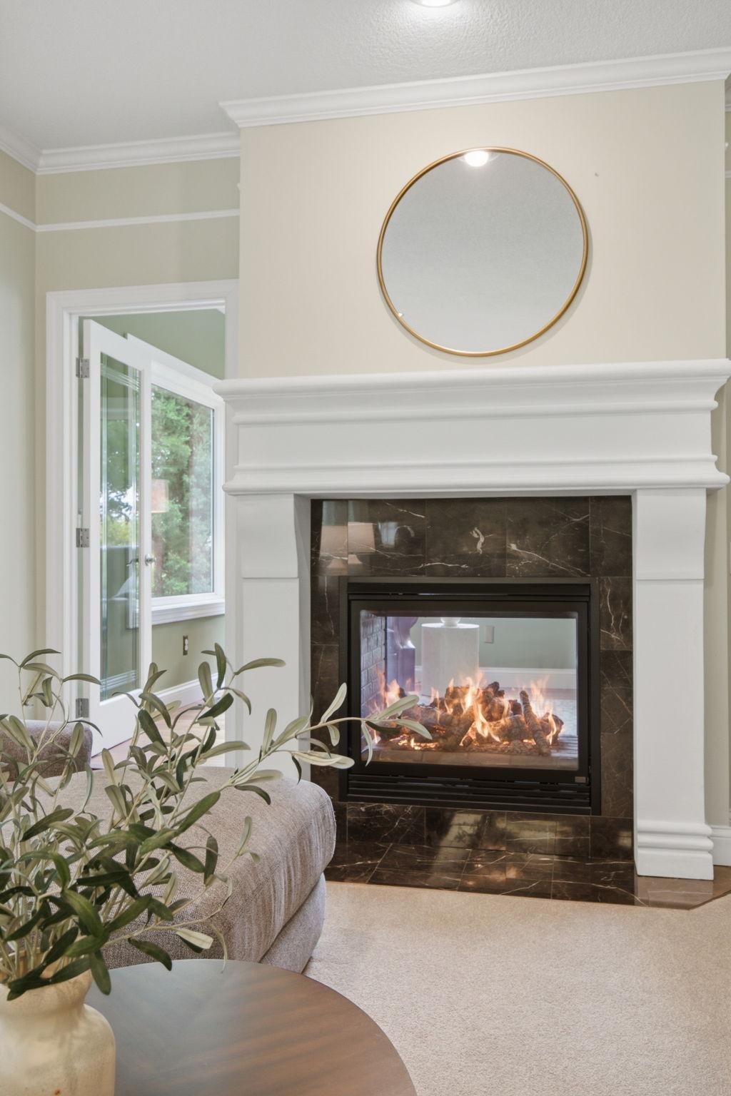 Beautiful double sided gas fireplace