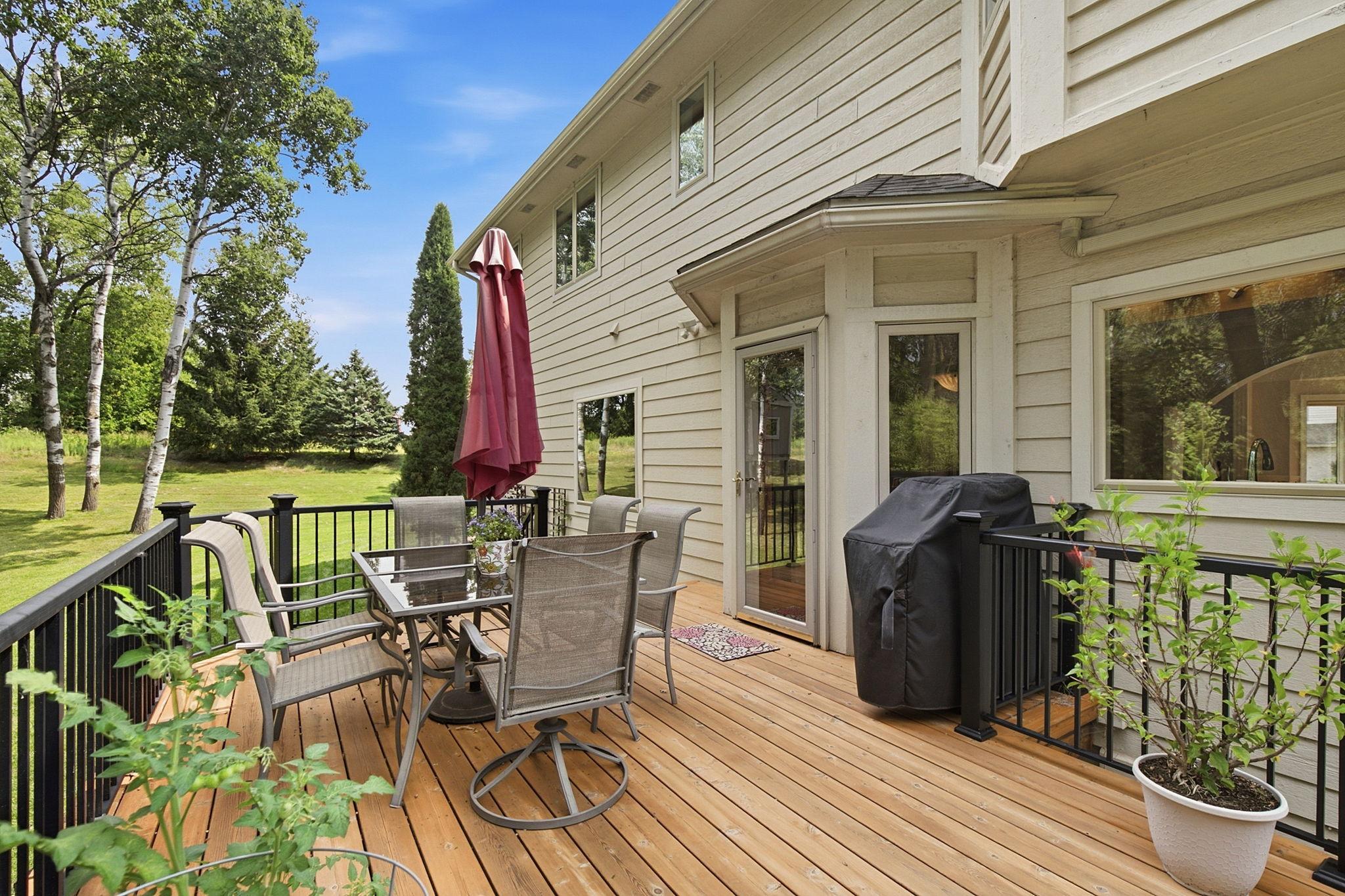 Expansive deck just off the kitchen—perfect for grilling and entertaining.