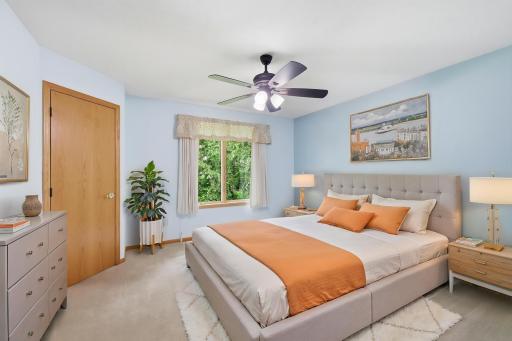 Main floor bedroom, virtually staged.