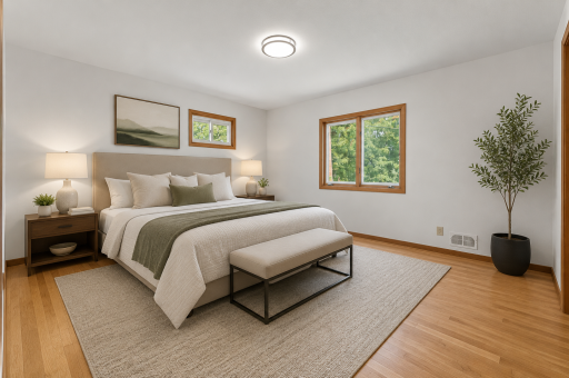 This virtually staged bedroom shows you the clean open canvas you have to work with.
