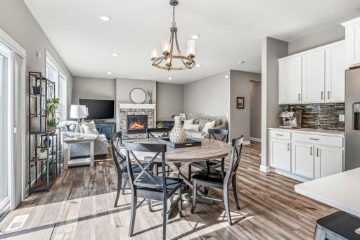 Additional cabinetry and convenient counter space perfect for a coffee bar or serving station when entertaining.