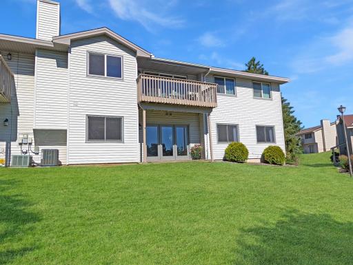 Glass doors lead from the living room to the patio!