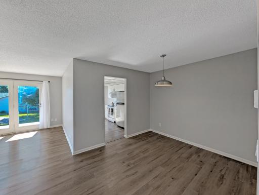 Informal dining area with a light fixture!