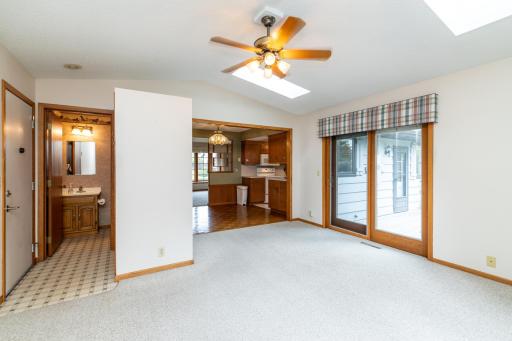 Family Room with Patio Door to Backyard Deck