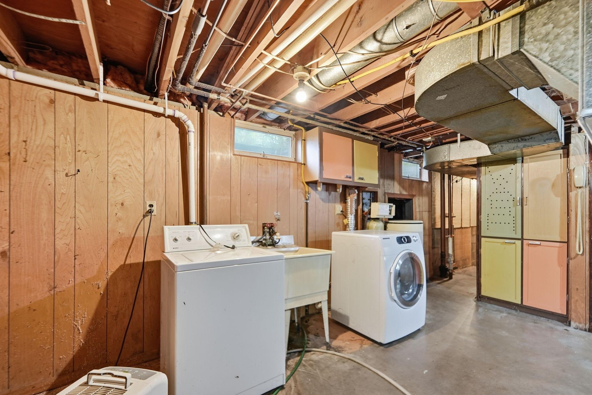 Lower level laundry room.