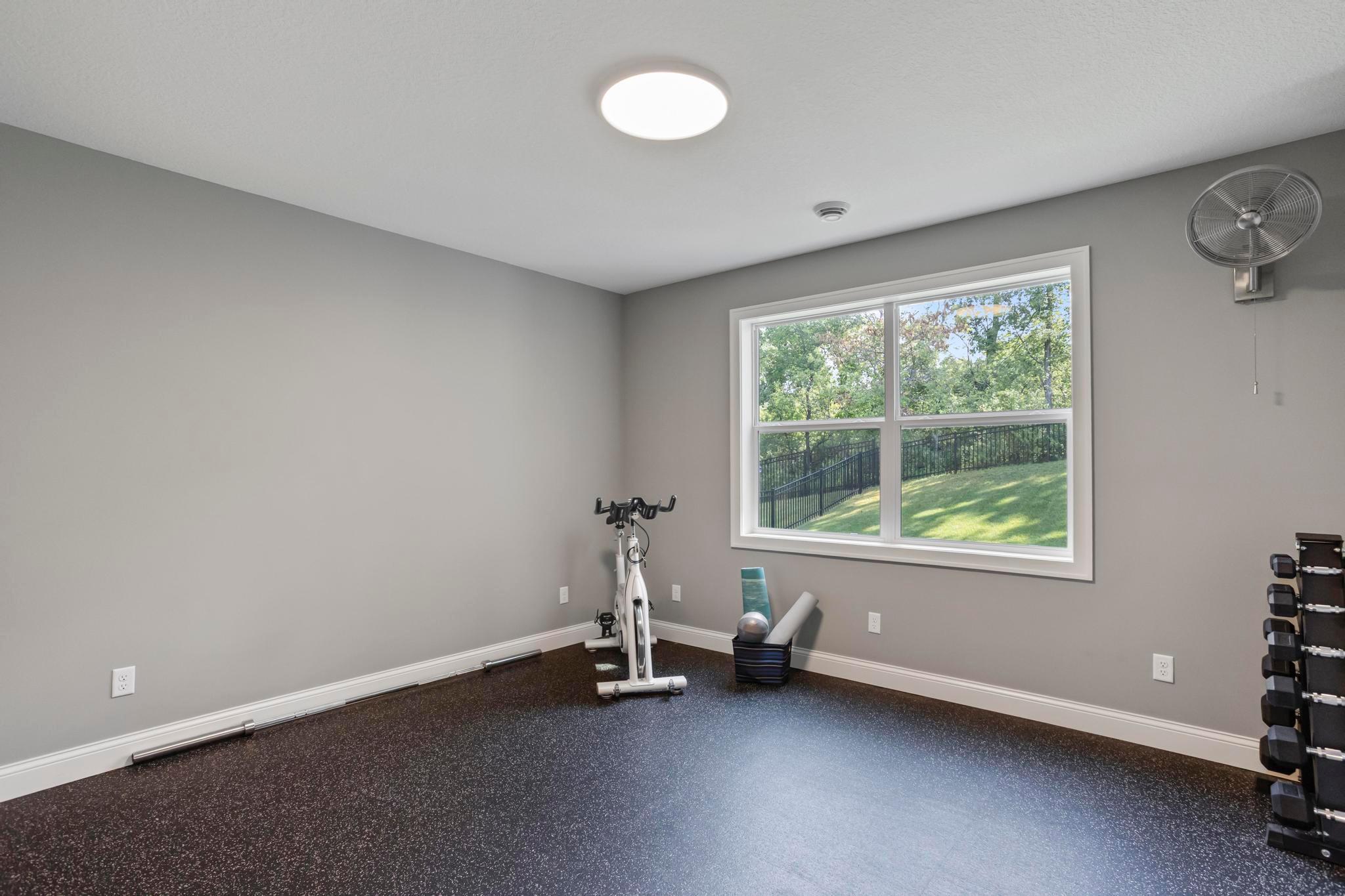 Lower-Level Private Home Gym With Specialized Flooring