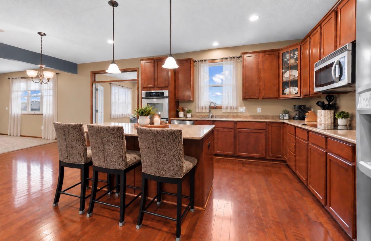Kitchen facing out to pond