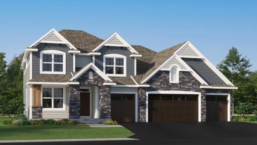 (Exterior rendering, actual home's finishes will vary.)