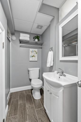 Basement 3/4 bath with heated floors