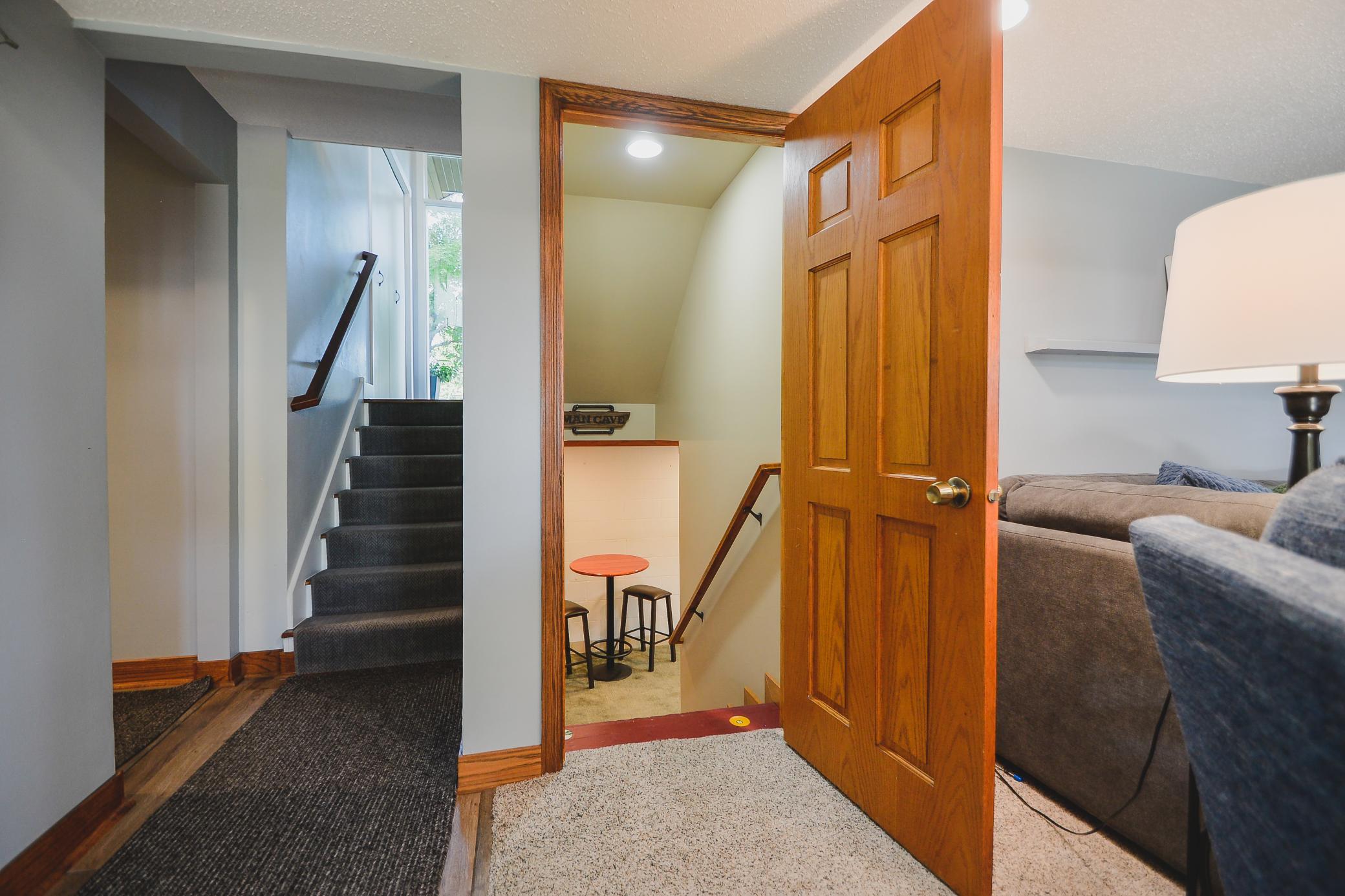 Stairs leading to lowest level area