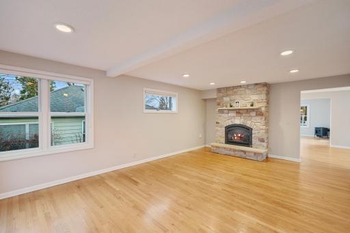 Beautiful stone fireplace VS fire