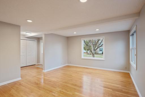 Living room-gleaming hardwood flrs