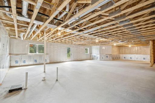 Floor trusses and roughed in lower bathroom